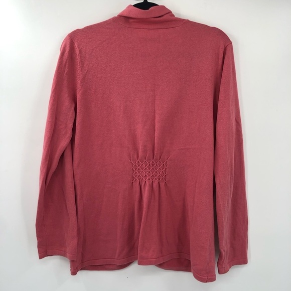 J.JILL Cardigan Sweater Pink 100% Cotton Shawl Collar Women S Buttons Layer Knit - Picture 9 of 10